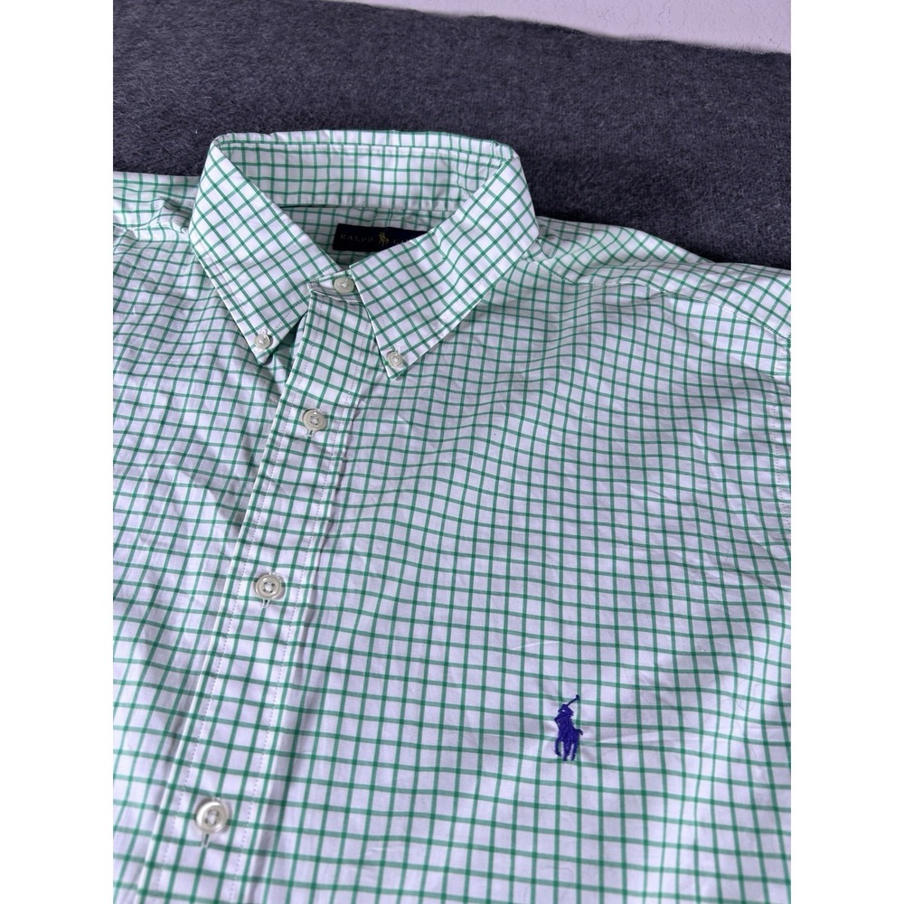 Ralph Lauren Green & White Long Sleeve Button Up Men's XLT